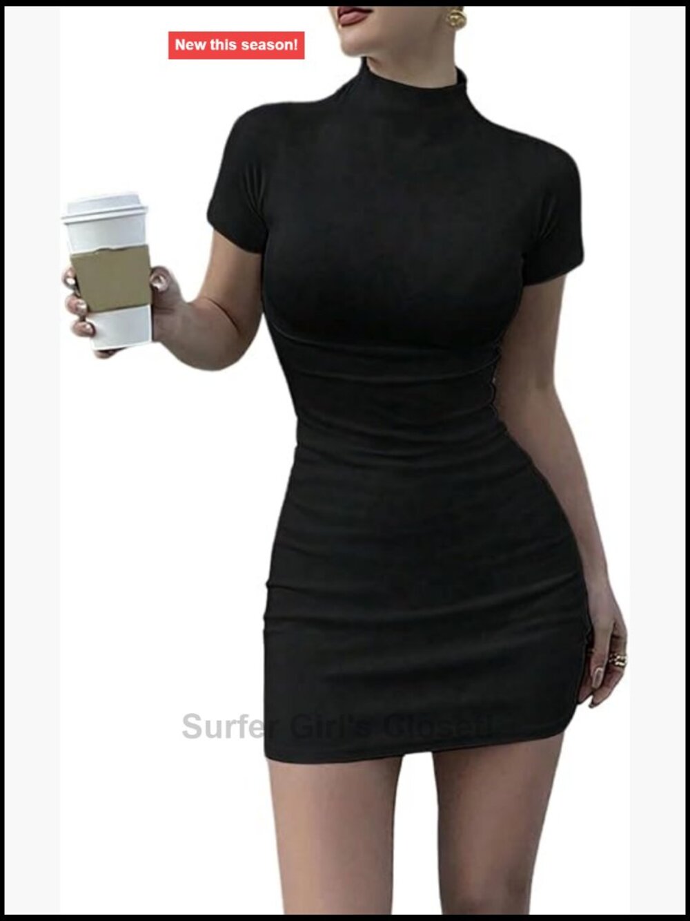 Milumia Bodycon Mini Dress Mock Neck Short Sleeve Ruched Going Out Dress
